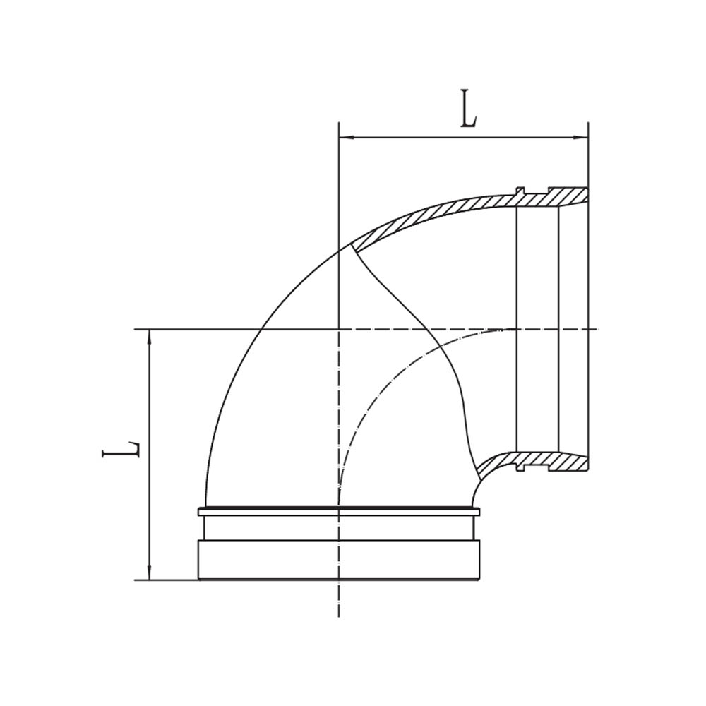 Drážkované koleno 90°